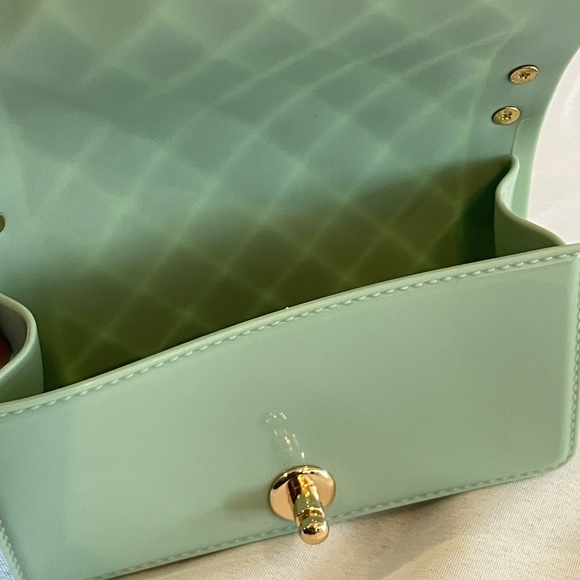 Small mint jellybean clutch with gold hardware - Picture 3 of 4
